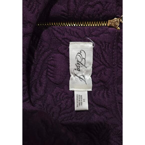 Eliza J Purple Textured Fit & Flare Dress Women’s Size 14 Sleeveless Zip-Back - Picture 6 of 7